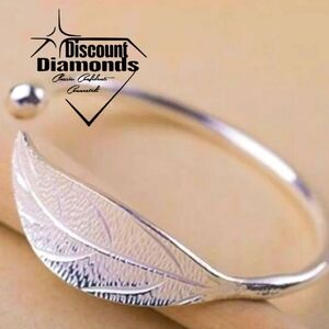 Dreamcatcher 925 Sterling Silver Cuff Bangle Leaf Bracelet